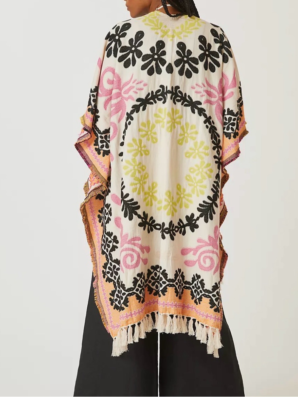 Anthropologie Maeve Floral Ruana Kimono in Pink One Size